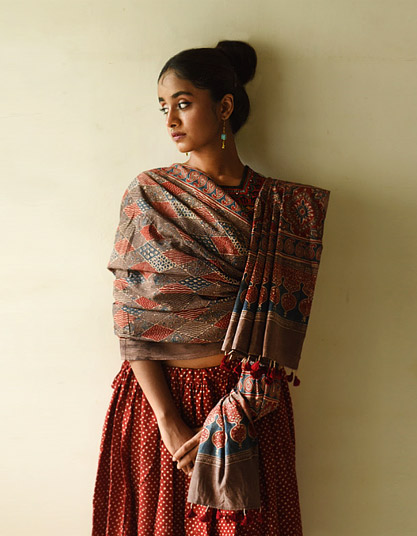 Ajrakh Cotton Dupatta
