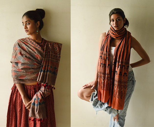 Ajrakh Cotton Dupattas