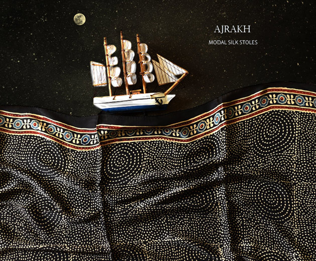 silk ajrakh stoles