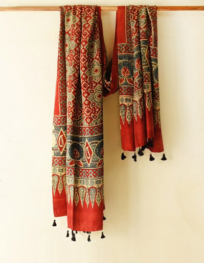 Original Ajrakh silk dupatta