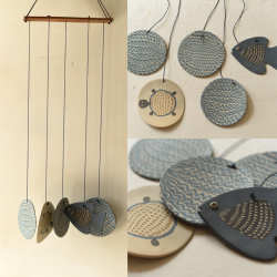 Ceramic . Hangings |  Handmade Ceramic Chimes - C