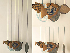 Ceramic . Hangings |  Handmade Ceramic Chimes - Three Fishes