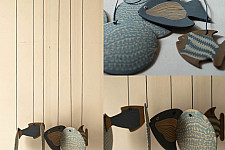 Ceramic . Hangings |  Handmade Ceramic Chimes - Fishes