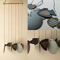 Ceramic . Hangings |  Handmade Ceramic Chimes - Fishes