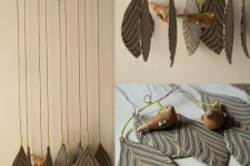 Ceramic . Hangings |  Handmade Ceramic Chimes - Leaves & Birds