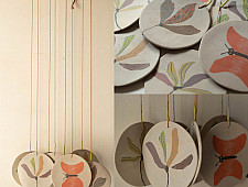 Ceramic . Hangings |  Handmade Ceramic Chimes - Flowers & Butterflies 