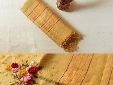 Kopal ✲ Handloom Linen Saree - Hand Embroidered - Yellow  