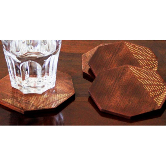 Ekasth ~ Lines Octangle Taarkashi Coaster (Set of Four ) ~ 17