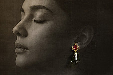 Kusumaprabha . कुसुमांप्रभा | Designer Glass Earring - Green Jhumka