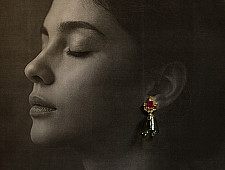 Kusumaprabha . कुसुमांप्रभा | Designer Glass Earring - Green Jhumka