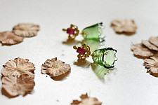 Kusumaprabha . कुसुमांप्रभा | Designer Glass Earring - Green Jhumka