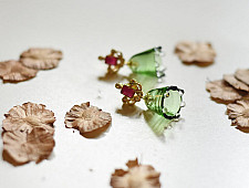 Kusumaprabha . कुसुमांप्रभा | Designer Glass Earring - Green Jhumka