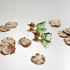 Kusumaprabha . कुसुमांप्रभा | Designer Glass Earring - Green Jhumka