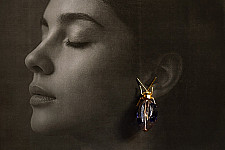 Kusumaprabha . कुसुमांप्रभा | Designer Glass Earring - Blue Bug