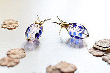 Kusumaprabha . कुसुमांप्रभा | Designer Glass Earring - Blue Bug