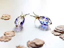 Kusumaprabha . कुसुमांप्रभा | Designer Glass Earring - Blue Bug