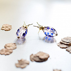 Kusumaprabha . कुसुमांप्रभा | Designer Glass Earring - Blue Bug