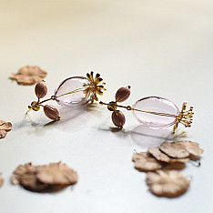 Kusumaprabha . कुसुमांप्रभा | Designer Glass Earring - Pink Flower