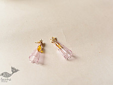 Kusumaprabha . कुसुमांप्रभा | Designer Glass Earring - Pink & Golden