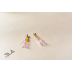 Kusumaprabha . कुसुमांप्रभा | Designer Glass Earring - Pink & Golden