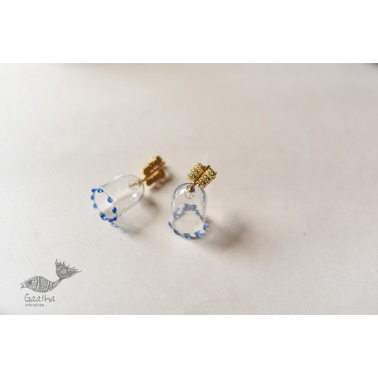 online Handmade designer glass earring- White Transparent 