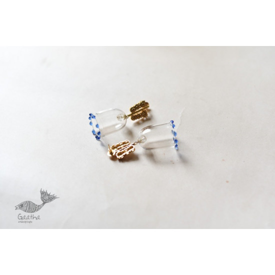 online Handmade designer glass earring- White Transparent 