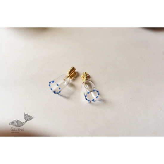 online Handmade designer glass earring- White Transparent 