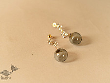 Kusumaprabha . कुसुमांप्रभा | Designer Glass Earring - Grey Glass Ball