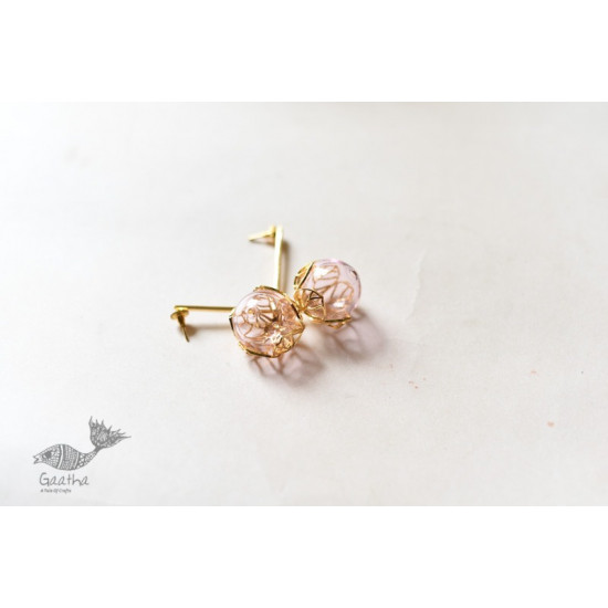 online Handmade designer glass earring - Pink Lotus