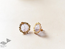 Kusumaprabha . कुसुमांप्रभा | Designer Glass Earring - Purple & Golden