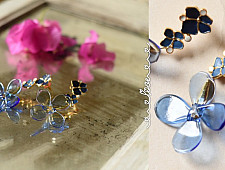 Kusumaprabha . कुसुमांप्रभा | Designer Glass Earring - Blue Flower