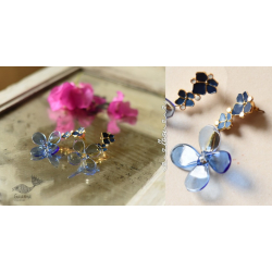 Kusumaprabha . कुसुमांप्रभा | Designer Glass Earring - Blue Flower