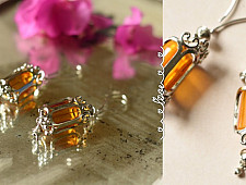 Kusumaprabha . कुसुमांप्रभा | Designer Glass Earring -Brown