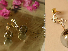 Kusumaprabha . कुसुमांप्रभा | Designer Glass Earring - Grey Glass Ball