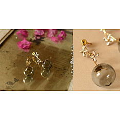 Kusumaprabha . कुसुमांप्रभा | Designer Glass Earring - Grey Glass Ball