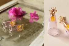 Kusumaprabha . कुसुमांप्रभा | Designer Glass Earring - Pink & Golden