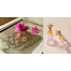 Kusumaprabha . कुसुमांप्रभा | Designer Glass Earring - Pink & Golden