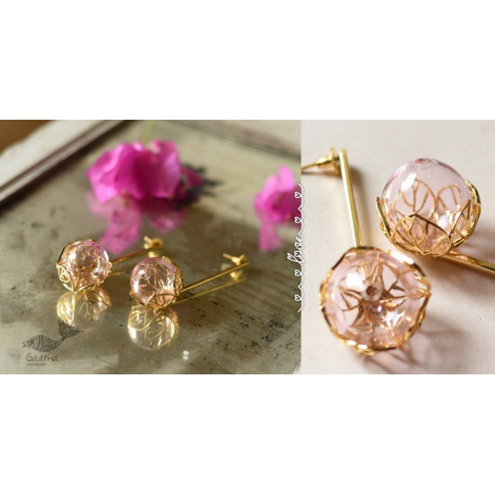 online Handmade designer glass earring - Pink Lotus