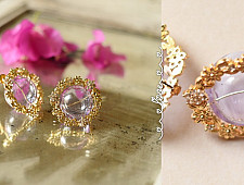 Kusumaprabha . कुसुमांप्रभा | Designer Glass Earring - Purple & Golden