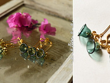 Kusumaprabha . कुसुमांप्रभा | Designer Glass Earring - Three Bells