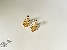 Kusumaprabha . कुसुमांप्रभा ✤ Handmade Designer Glass Earring - Transparent and Golden