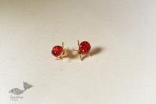 Kusumaprabha . कुसुमांप्रभा ✤ Glass Earring - Ladybug