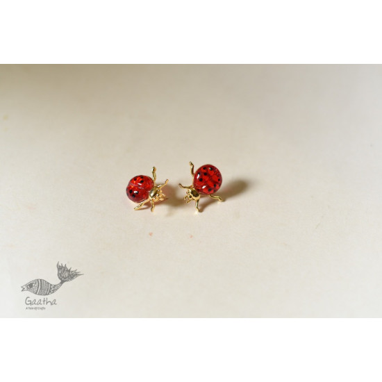 online designer Handmade glass earring ladybug