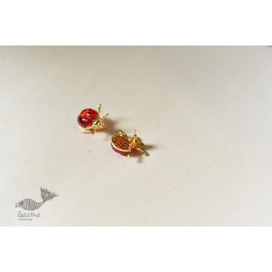 online designer Handmade glass earring ladybug