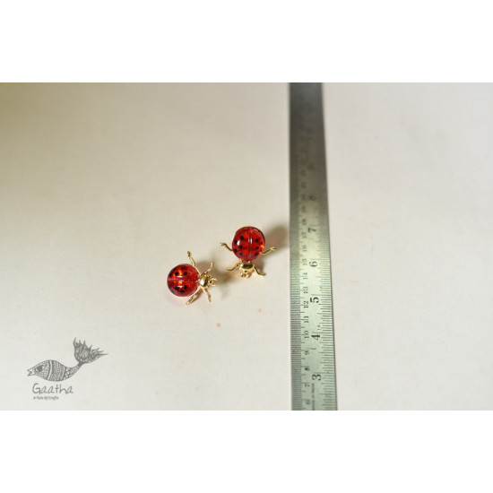 online designer Handmade glass earring ladybug