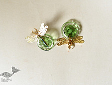 Kusumaprabha . कुसुमांप्रभा ✤ Handmade Glass Earring - Dragonfly Bug
