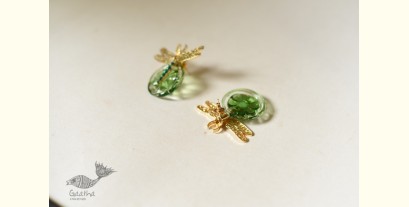 Kusumaprabha . कुसुमांप्रभा ✤ Handmade Glass Earring - Dragonfly Bug