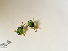 Kusumaprabha . कुसुमांप्रभा ✤ Designer Glass Earring - Green Bug