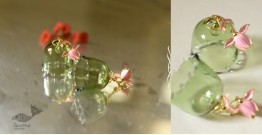 Kusumaprabha . कुसुमांप्रभा ✤ Designer Glass Earring - Green Jhumka