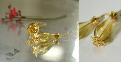 Kusumaprabha . कुसुमांप्रभा ✤ Designer Glass Earring - Yellow Golden